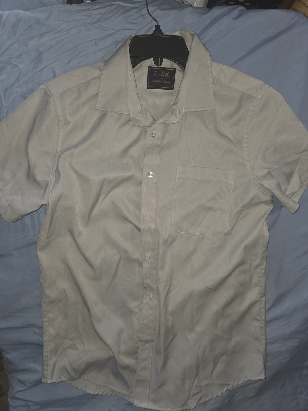 FLEX Men’s Short Sleeve Button-Down Shirt - Light Gray